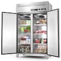 Coolski - 48" W Commercial Refrigerator and Freezer Combo, 36 Cu.ft 2 Door Reach in Freezer for Restaurant - Silver