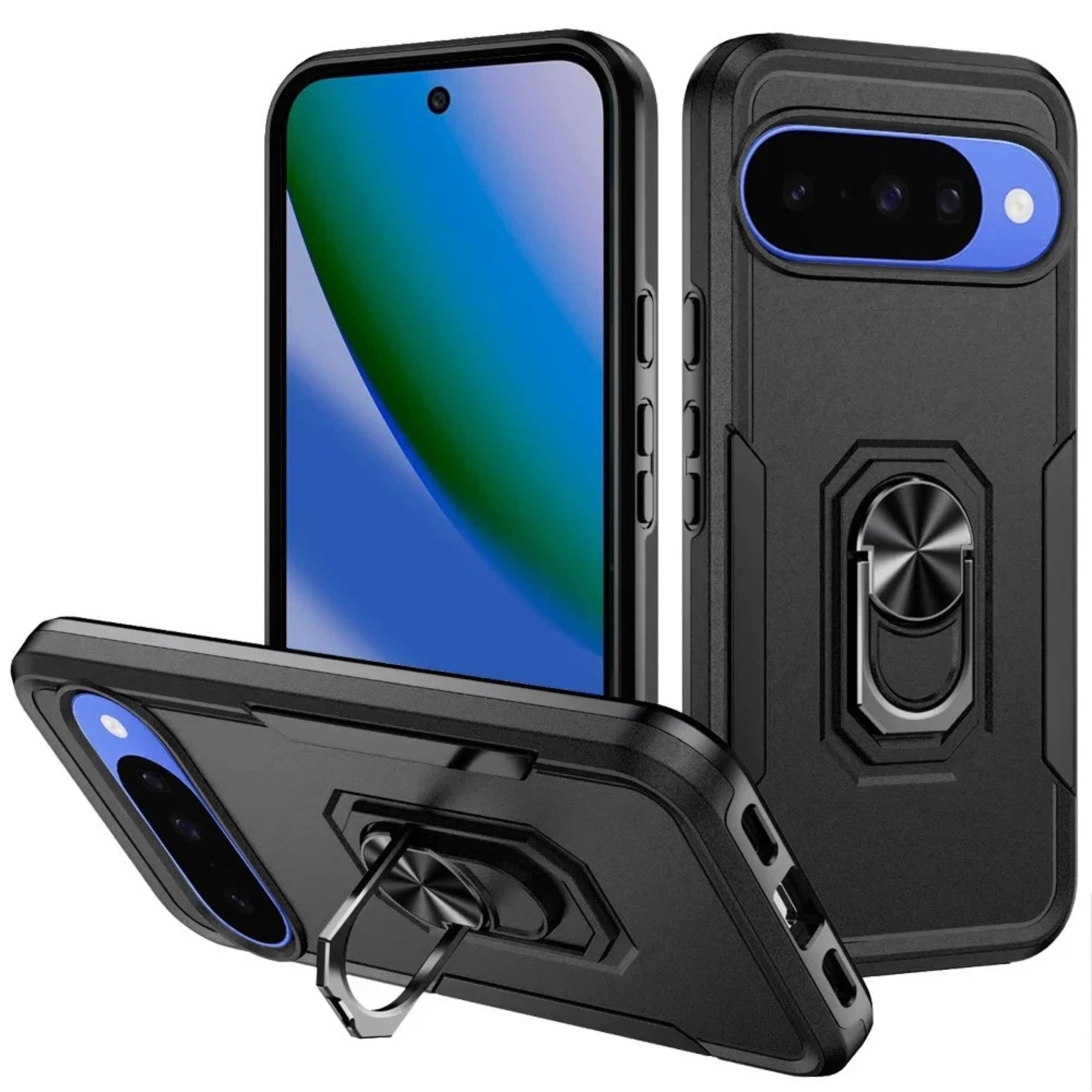Kitcheniva - Case Fused Rugged With Metal Ring Stand Plus Tempered Glass For Google Pixel 11/11 Pro - Black price history on PriceWatchPro