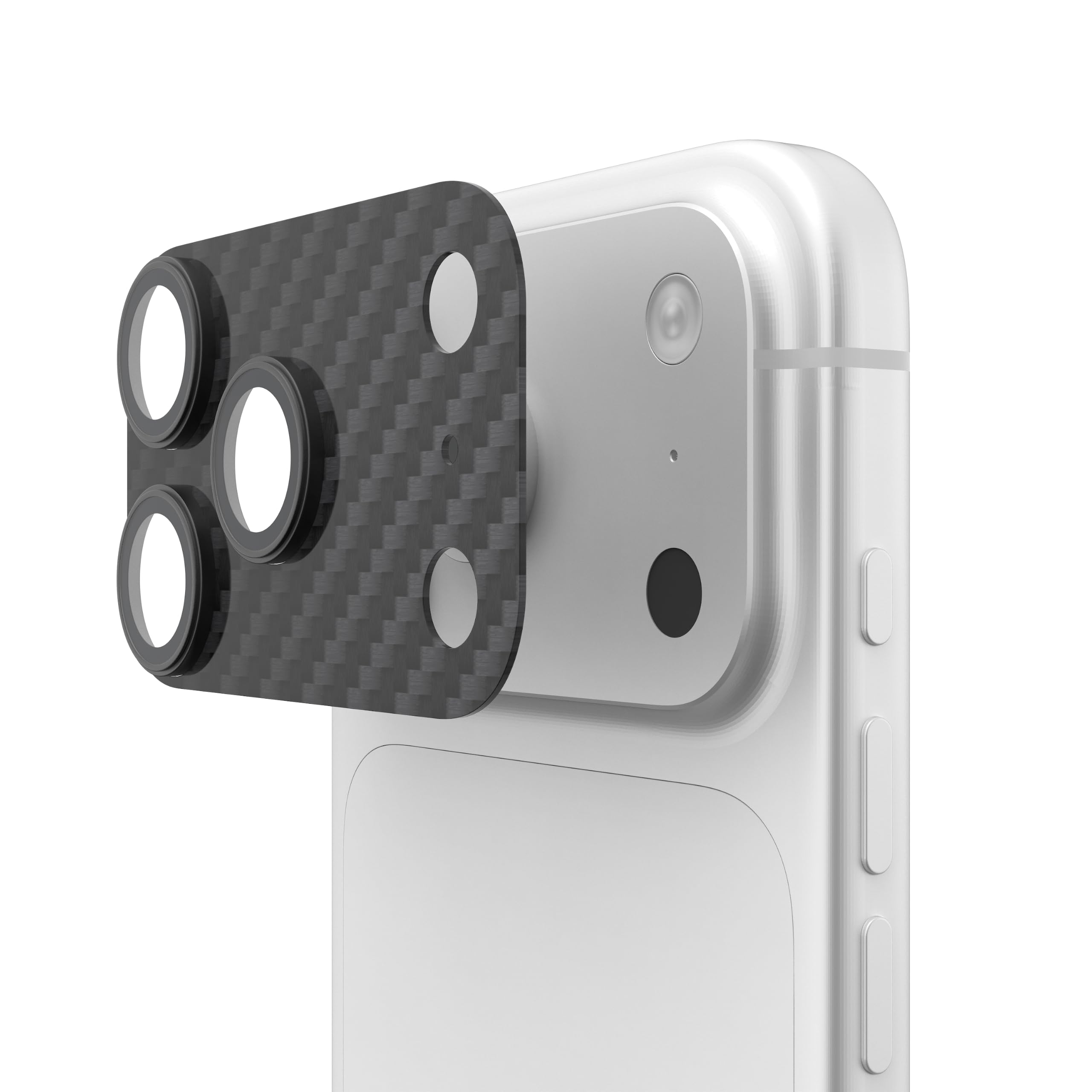 Alt View 5. UAG - iPhone 18 Pro Glass Camera Lens Protector & Camera Plate Protector, Aluminosilicate Glass & Carbon Fiber Backplate - Carbon Fiber/Black.