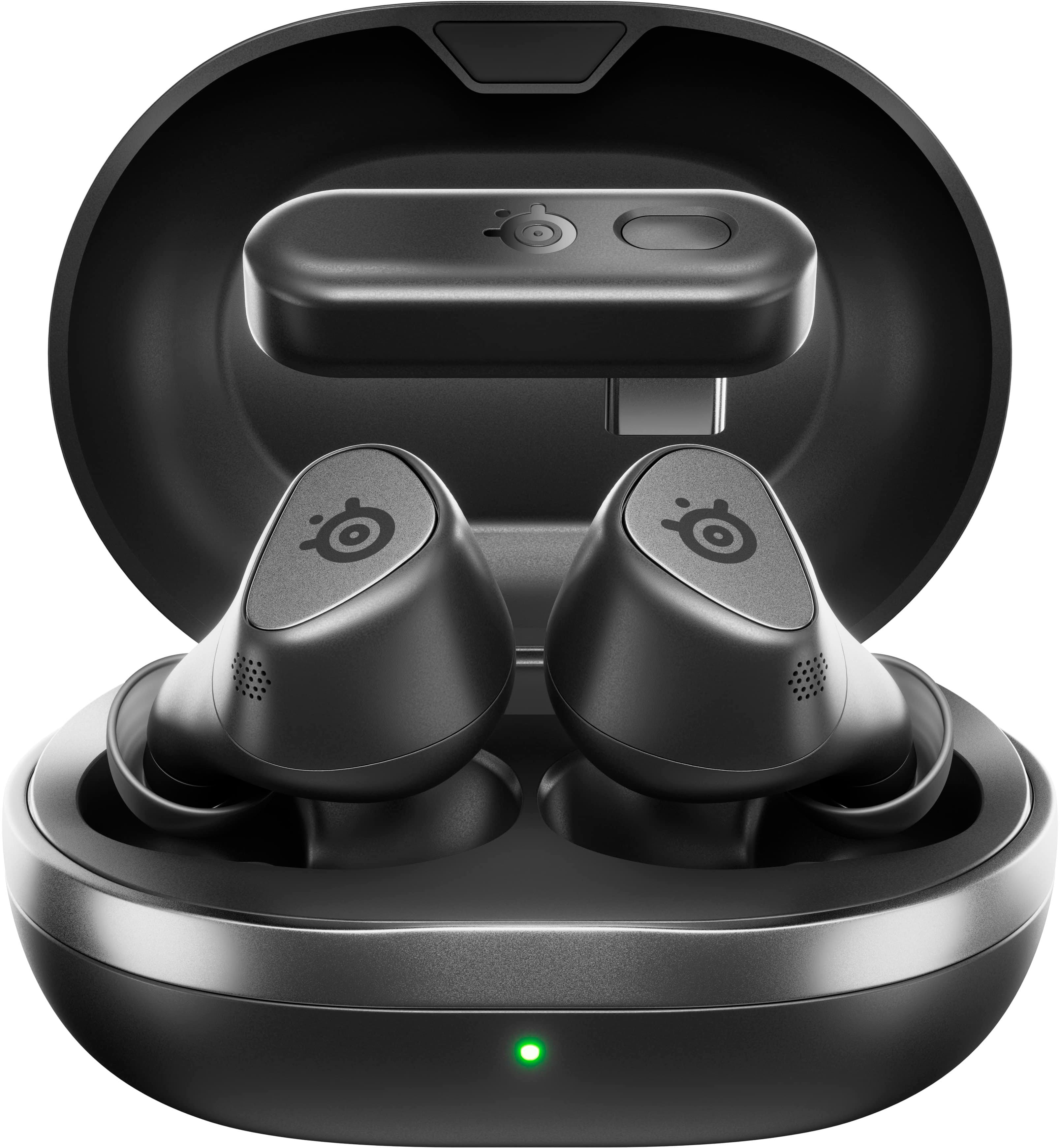 Front. SteelSeries - Arctis GameBuds True Wireless Noise Cancelling Gaming Earbuds for PS5, PS4, PC, Switch - Black.