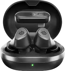 Front. SteelSeries - Arctis GameBuds True Wireless Noise Cancelling Gaming Earbuds for PS5, PS4, PC, Switch, ROG Ally, Steam Deck - Black.