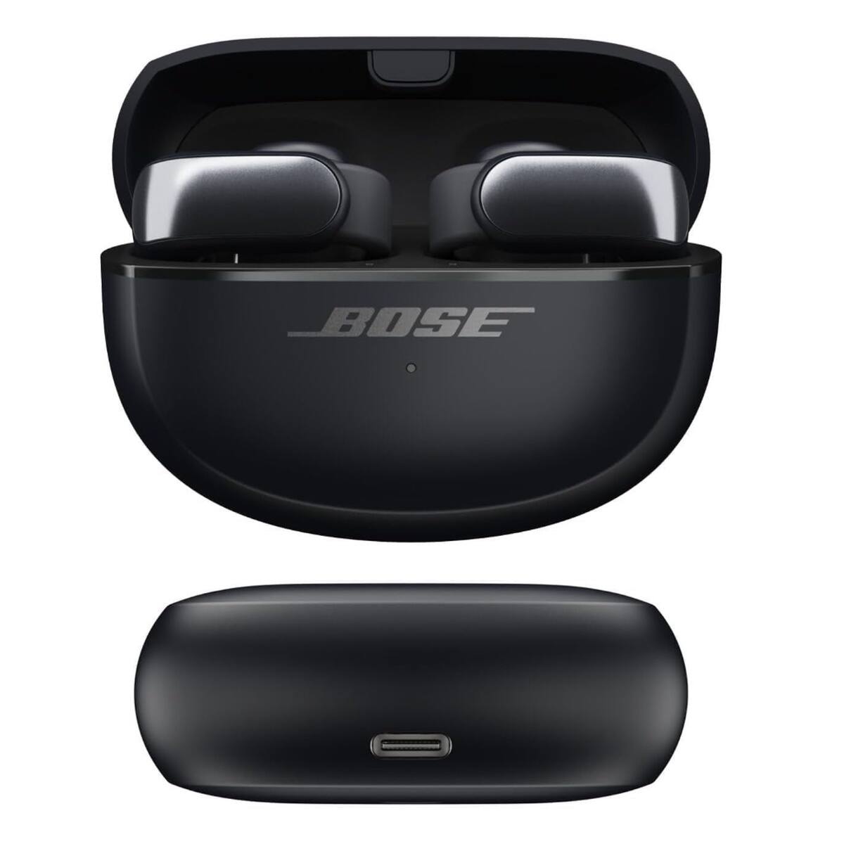 Left. Bose - Ultra Open Earbuds Bluetooth Open-Ear Clip-On Headphones + 26-Month Extended Warranty Protection - Black.