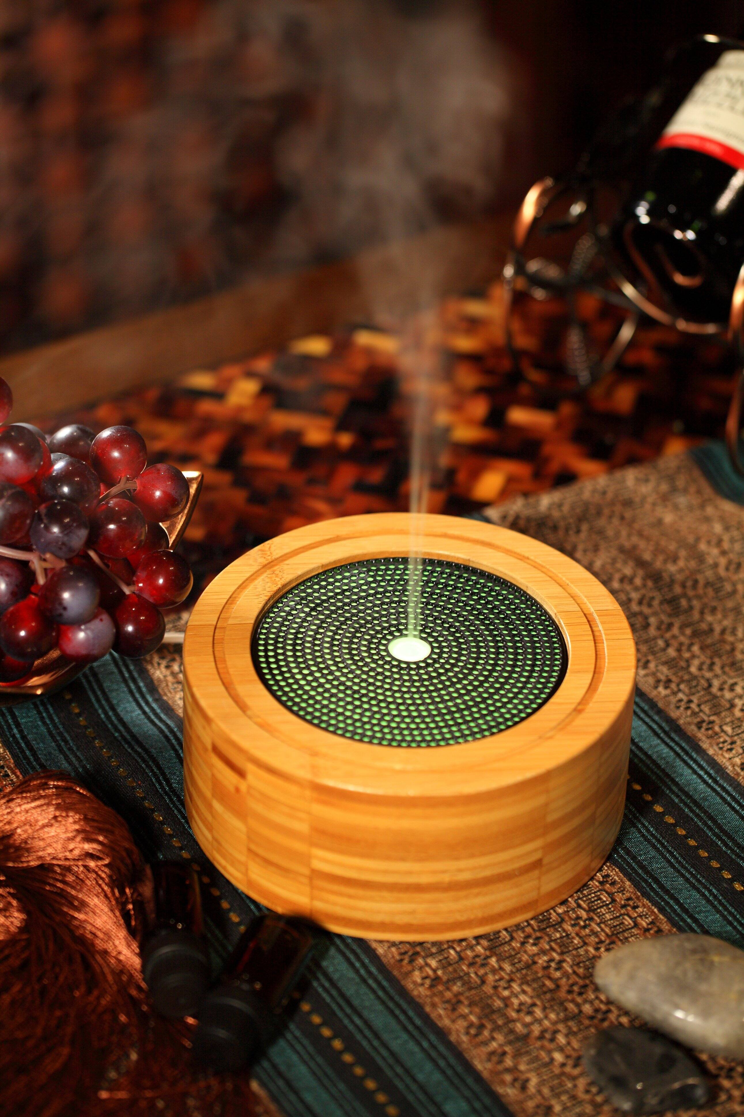 Alt View 11. Sunpentown - 100 ml/3.3 fl.oz Ultrasonic Aroma Diffuser and Humidifier - Bamboo.