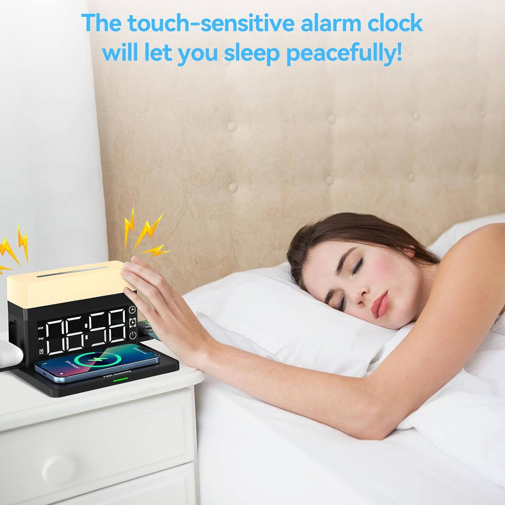 The touch-sensitive alarm clock will let you sleep peacefully!