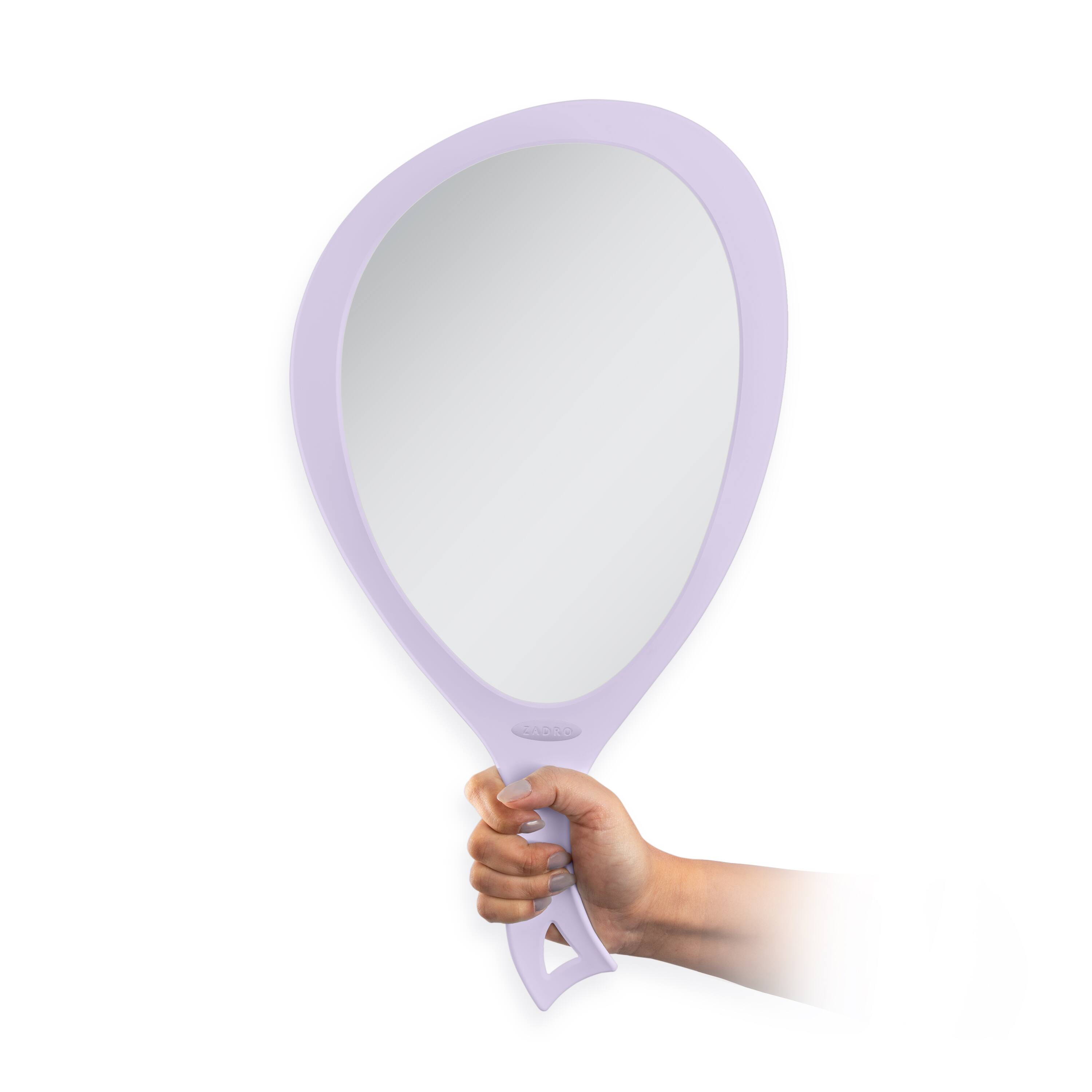 Alt View 4. Zadro - Large Teardrop Hand Mirror with Ergonomic Handle and Hanging Loop - Made in USA - Lavender.