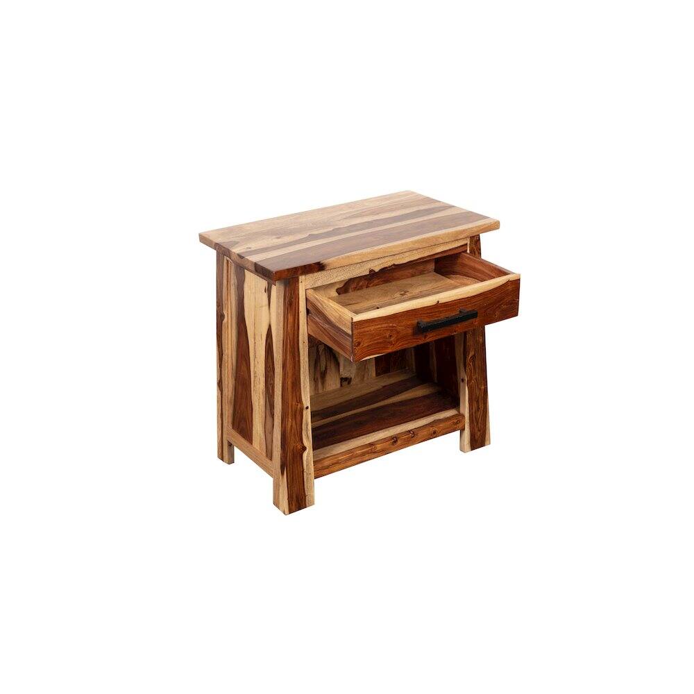 Angle. Porter Designs - Kalispell Solid Sheesham Wood Nightstand - Natural.