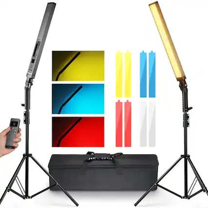 Front. Neewer - Upgraded LED Video Light Stick Kit, 2-Pack, CRI97+, w/ Remote & Stands.