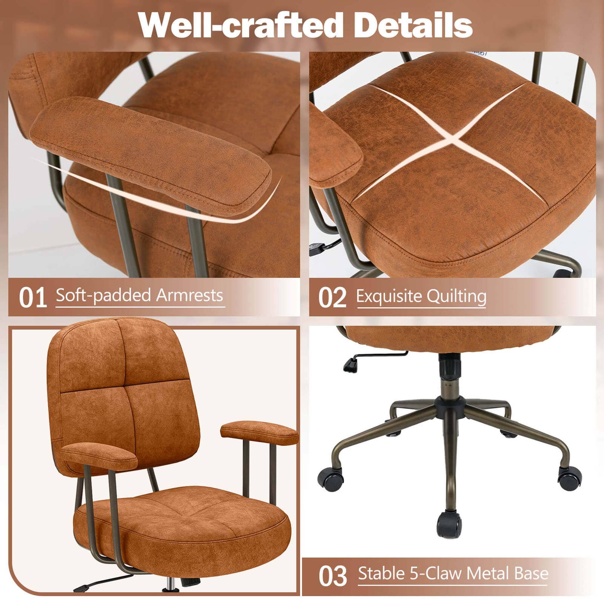 Well-crafted Details:
01 Soft-padded Armrests
02 Exquisite Quilting
03 Stable 5-Claw Metal Base