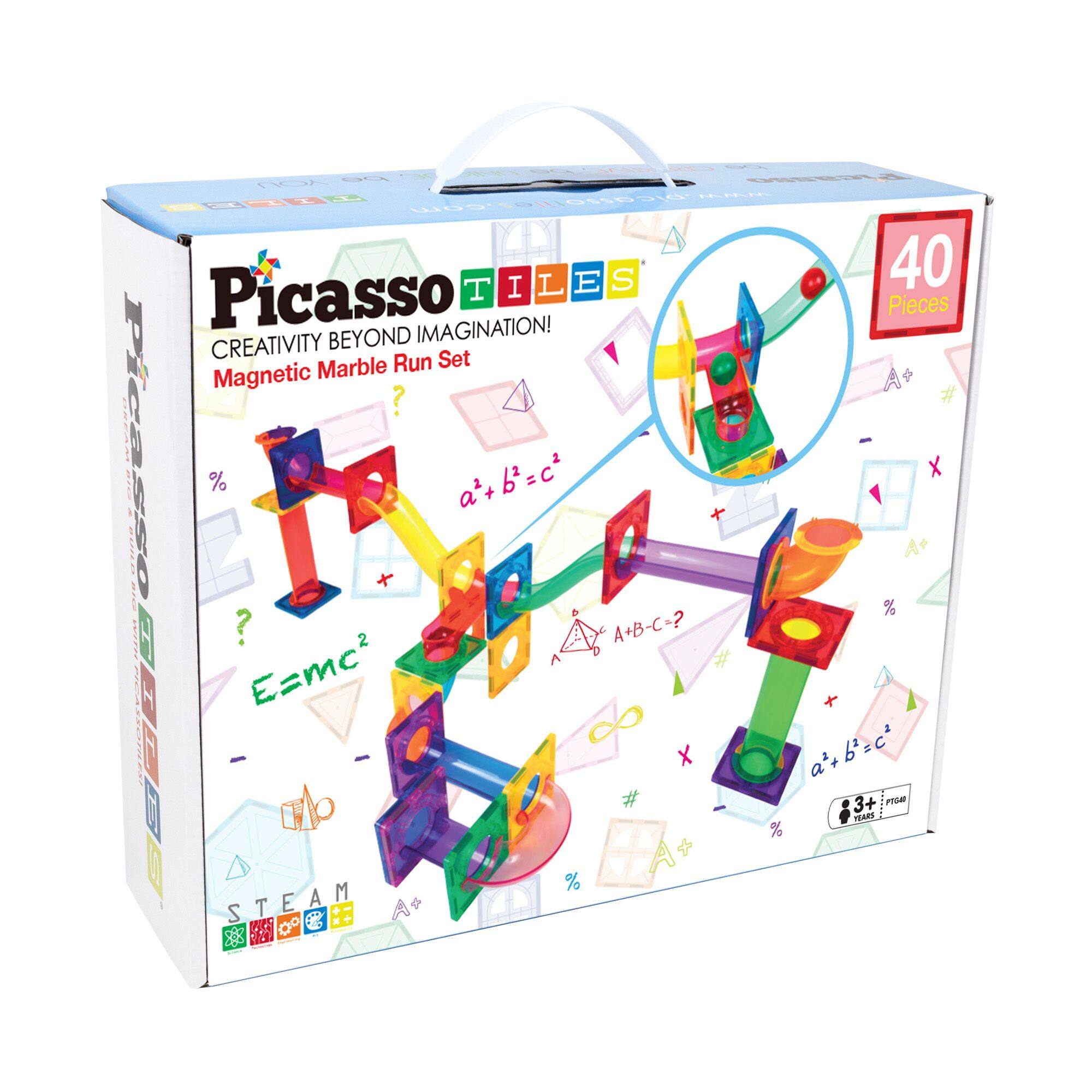 Picasso TILES Magnetic Marble Run Set

Creativity Beyond Imagination!

40 Pieces

STEAM

a+b=c

E=mc²

a+b=c

A+B-C-?

3+2=5

A M