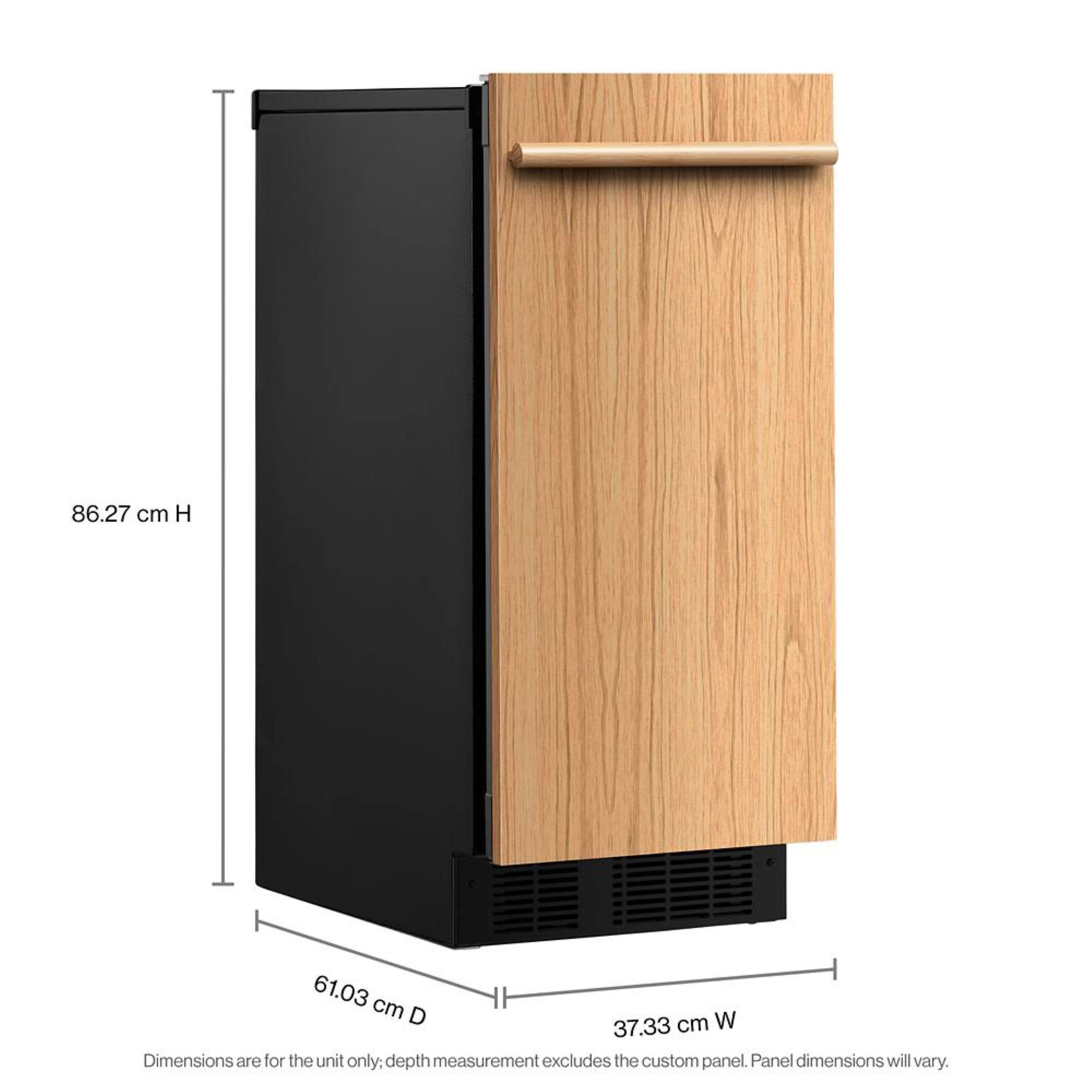 86.27 cm H
61.03 cm D
37.33 cm W
Dimensions are for the unit only; depth measurement excludes the custom panel. Panel dimensions will vary.