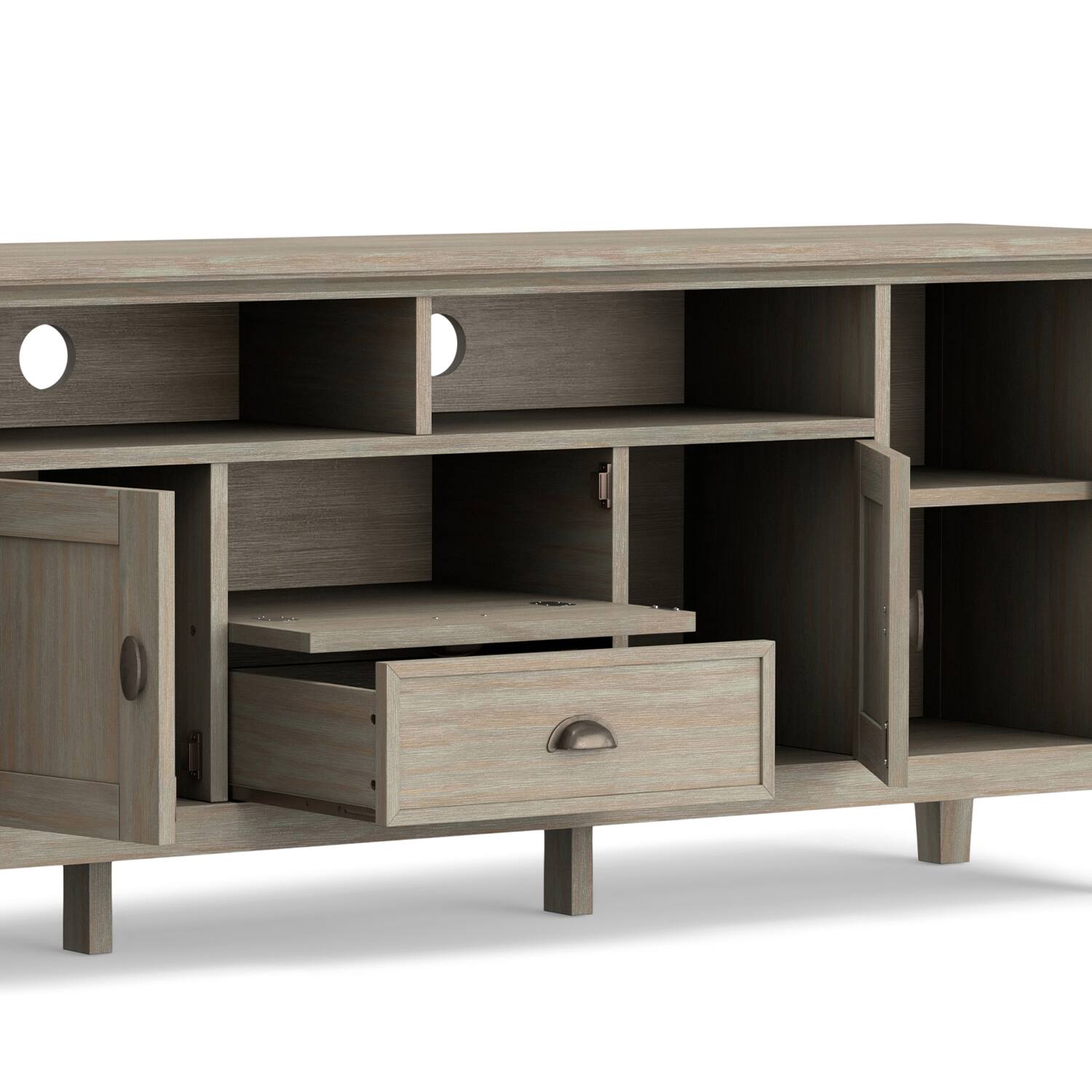Alt View 2. Simpli Home - Redmond SOLID WOOD 72 inch Wide Transitional TV Media Stand in Distressed Grey For TVs up to 80 inches - Distressed Gray.