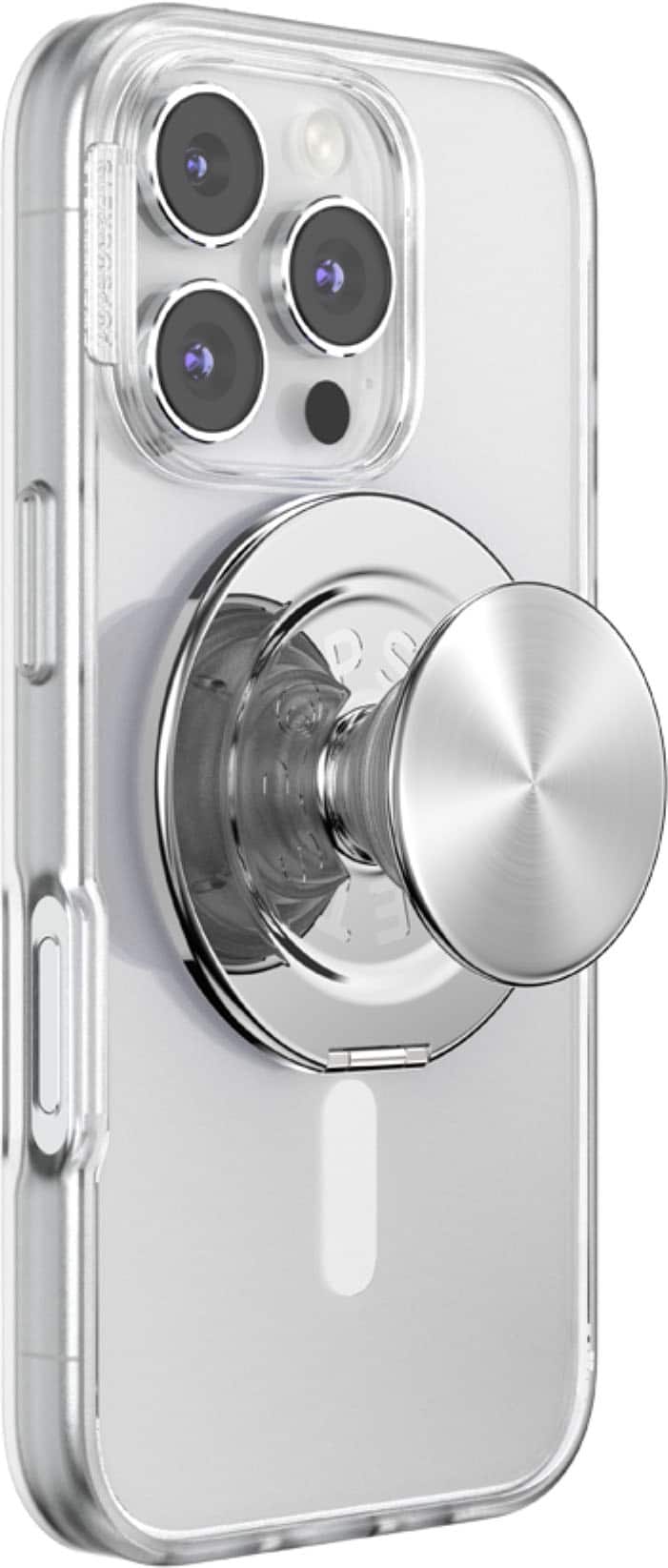 Alt View 2. PopSockets - MagSafe Kick-Out Universal Magnetic Grip & Stand with Adapter Ring for Cell Phones - Alum-Radial Silver.