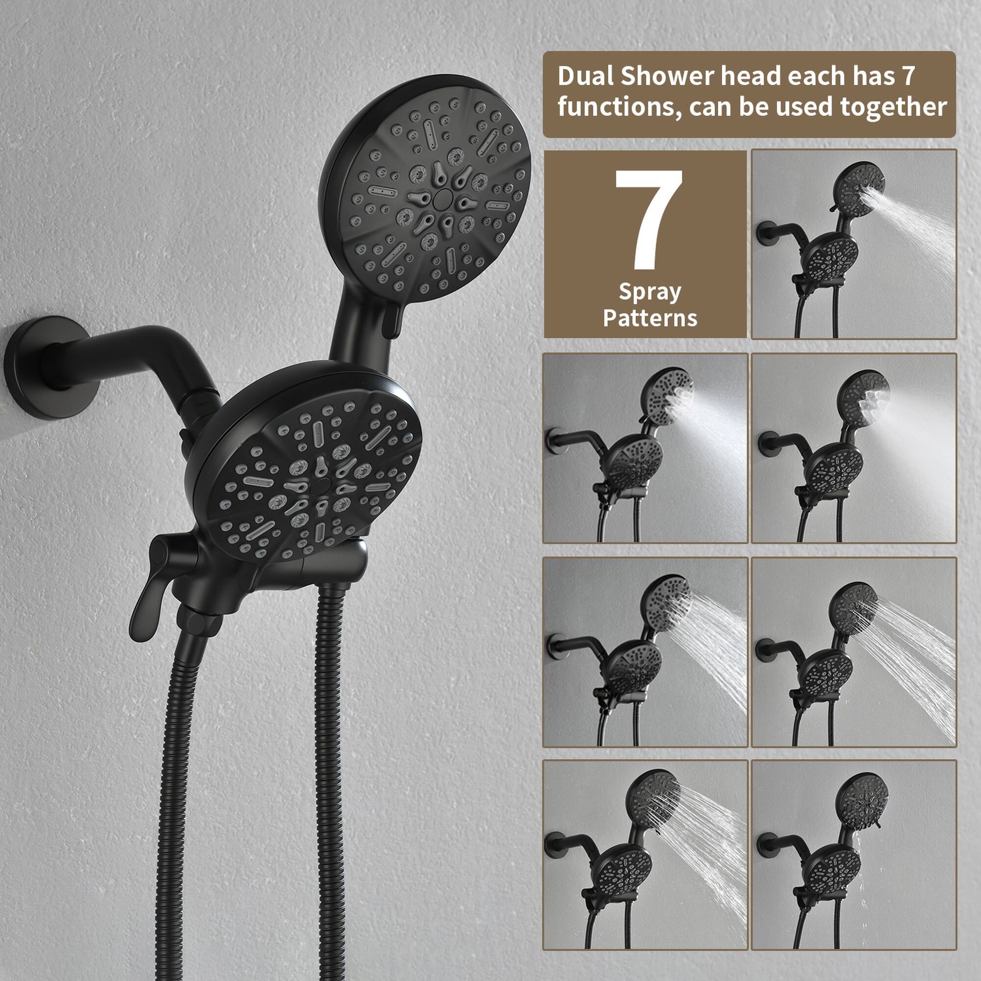 3 Dual Shower head each has 7 functions, can be used together 7 Spray Patterns.