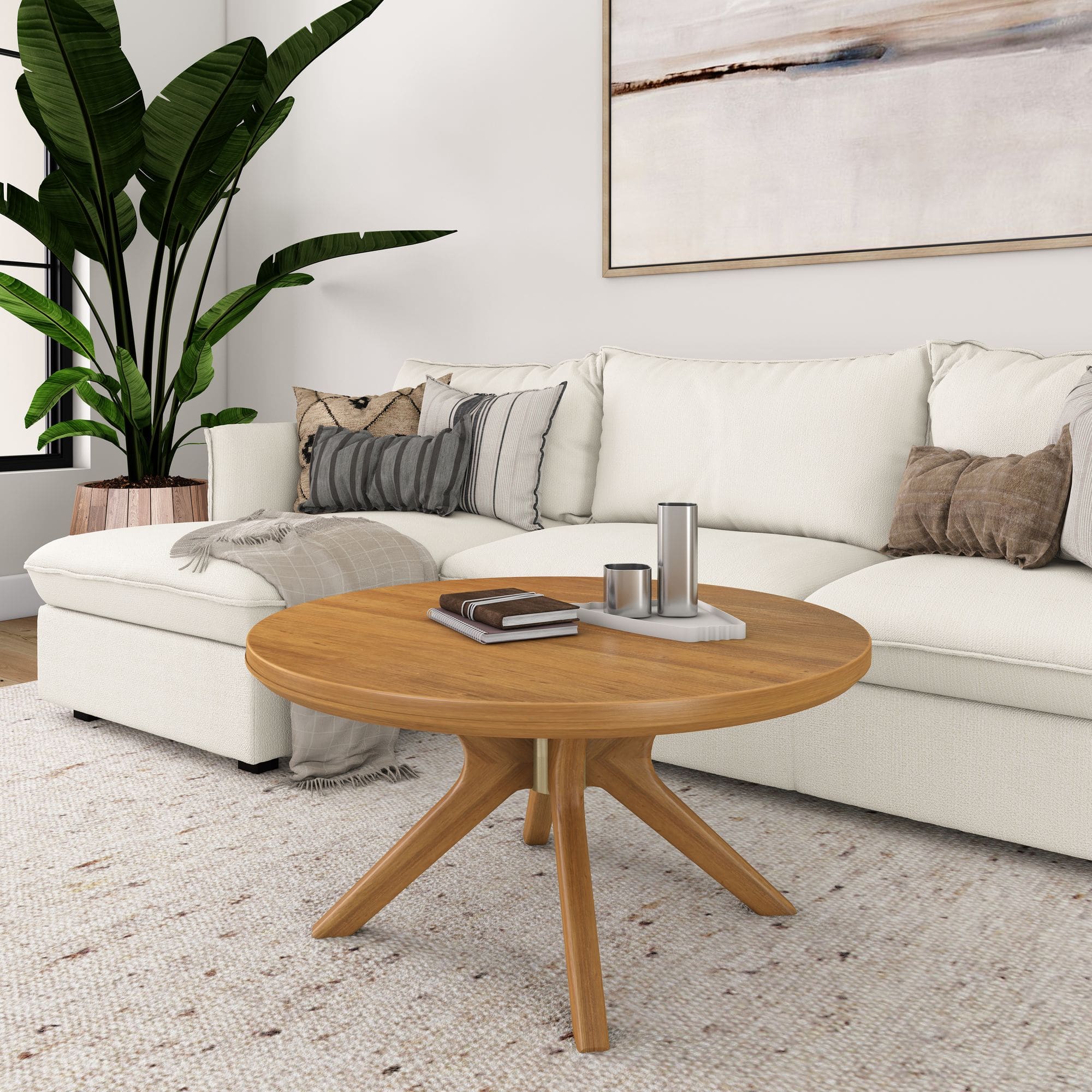 Photos - Coffee Table Verso Plank+Beam -  Round   - Pecan 2900502000-007 (36in x 36in / 910mm x 910mm)