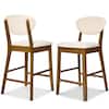 Front. Best Choice Products - Best Choice Products Set of 2 Counter-Height Bar Stools, Armless W/Upholstered Seat Cushion & Backrest - Walnut/Cream - Walnut/Cream.