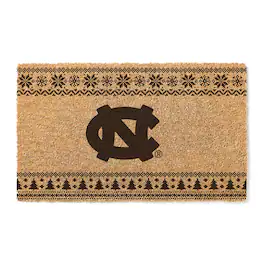 Jardine - North Carolina Tar Heels 18" x 30" Holiday Coir Doormat - Brown