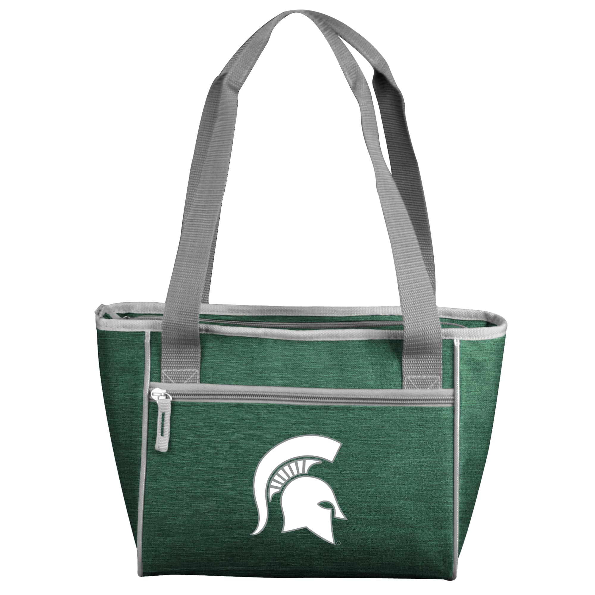 Front. Logo Brands - Michigan State Spartans Crosshatch 16-Can Cooler Tote - Multicolor.