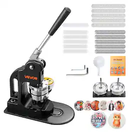 VEVOR - Button Maker Machine, 2.25 in, Pin Maker Machine with 500pcs Button Parts, Circle Cutter, Hex Wrenches and Magic Book - Black