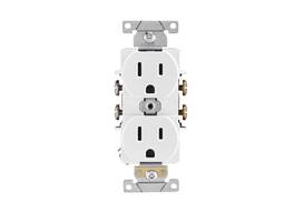 Leviton - 15 Amp 125 Volt Industrial Heavy-Duty Specification Grade Duplex Receptacle Self-Grounding Model 5252-W - White