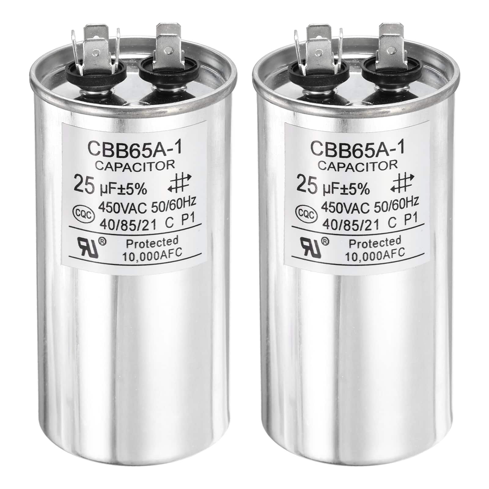 Unique Bargains - 2pcs CBB65 Capacitor 25uF 450V Run Round for AC Motor Start HVAC Compressor Generator Air Condenser - Silver price history on PriceWatchPro