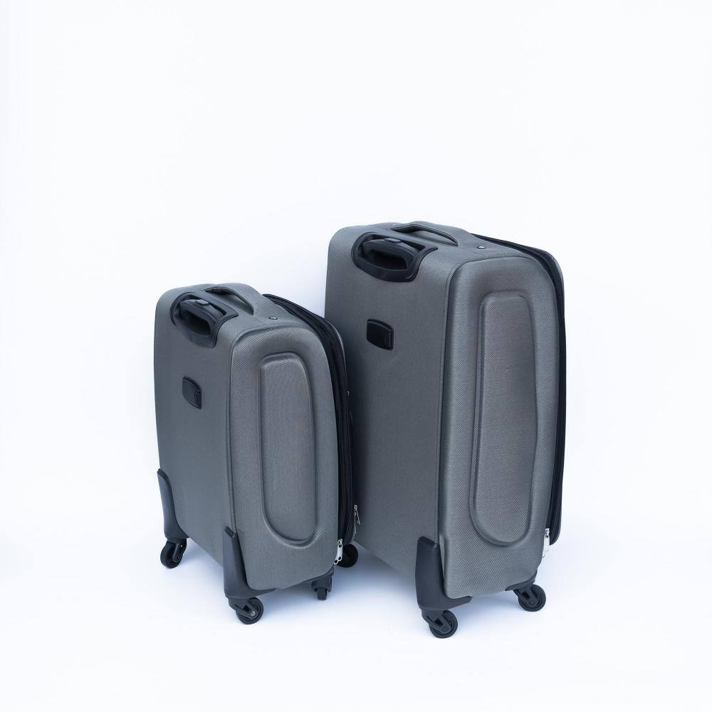 Back. BreeBe - (20+24) Two-Piece Travel Luggage Set Oxford Trolley Suitcase without Lock with Universal Wheels and Oxford Backpack - Gray.