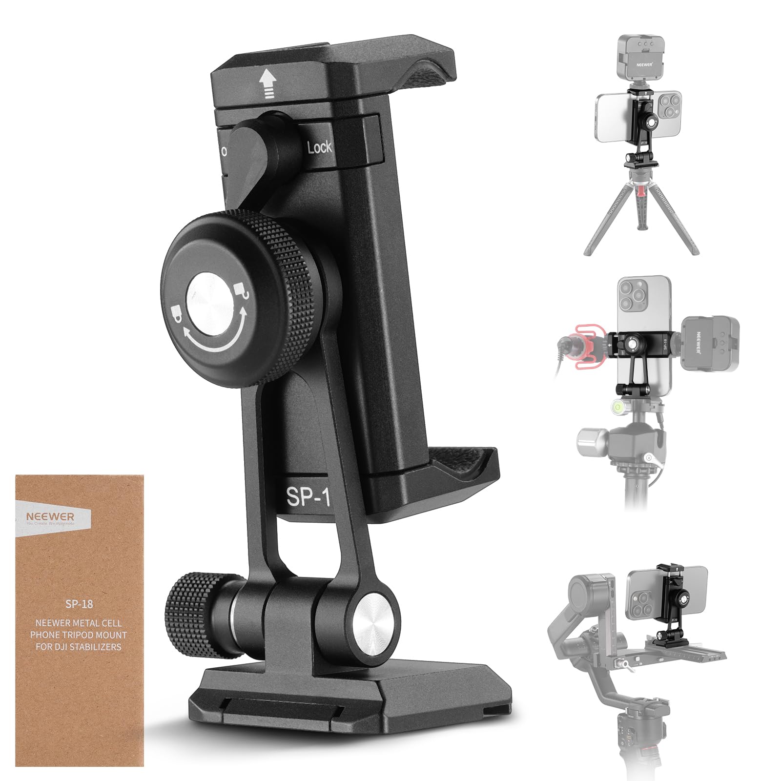 - 0 Lock 3 MEWER NEEWER SP-1 SP-18 NEEWER METAL CELL PHONE TRIPOD MOUNT FOR DJI STABILIZERS