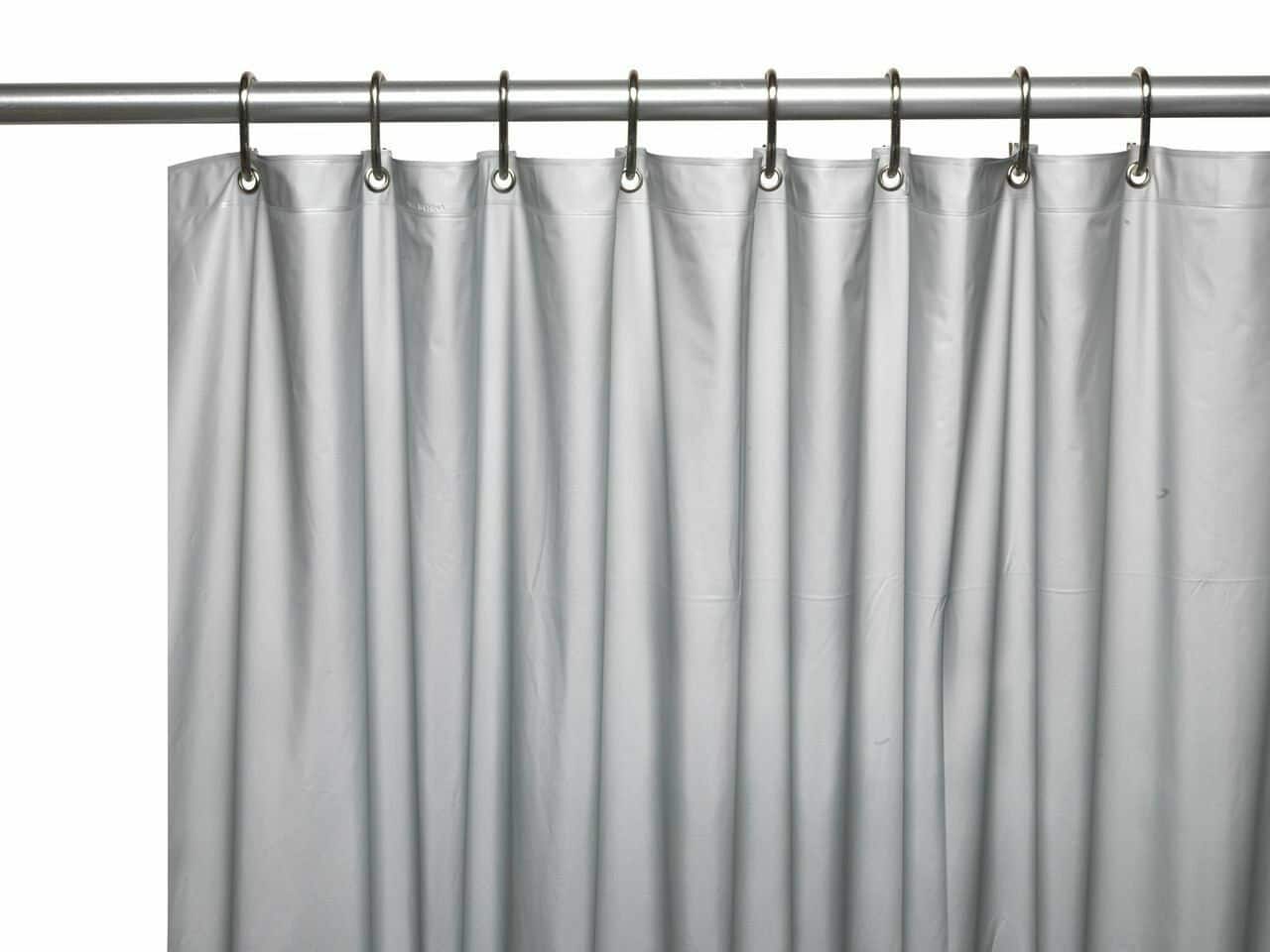 Kate Aurora - Hotel Heavy Duty 10 Gauge Vinyl Shower Curtain Liners - 72" x 72" Standard Shower Curtain Liner - Silver