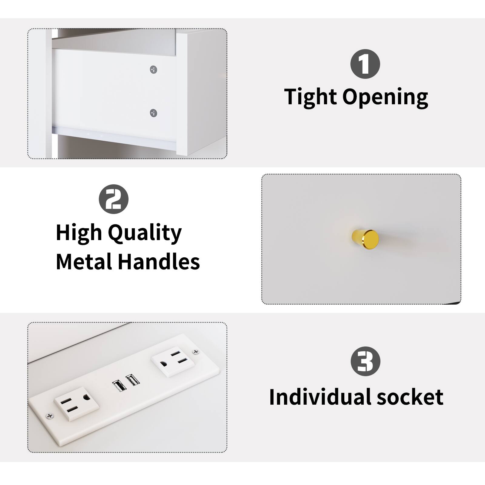 1. Tight Opening
2. High Quality Metal Handles
3. Individual Socket