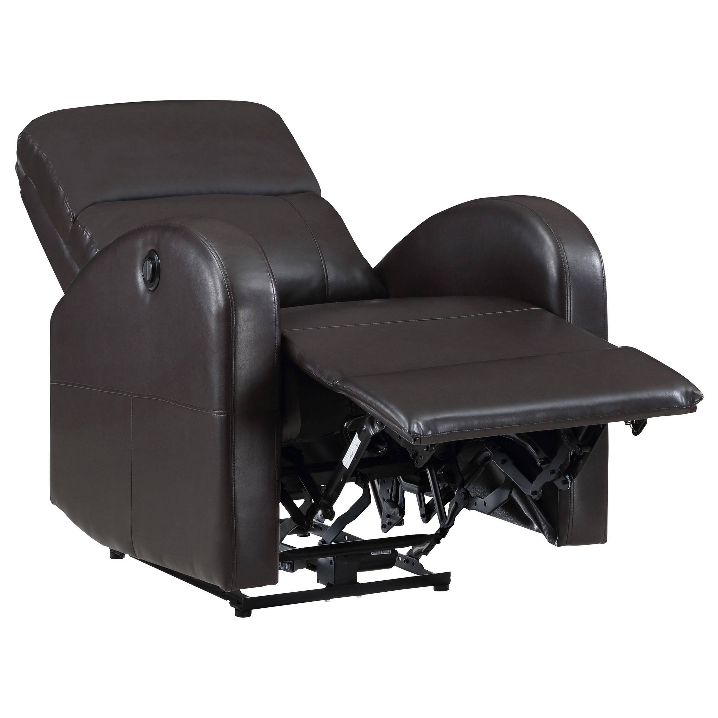 Back. Manhattan Lane - Nami Power Recliner Chair, Plush Cushioned Espresso  Faux Leather - Brown.