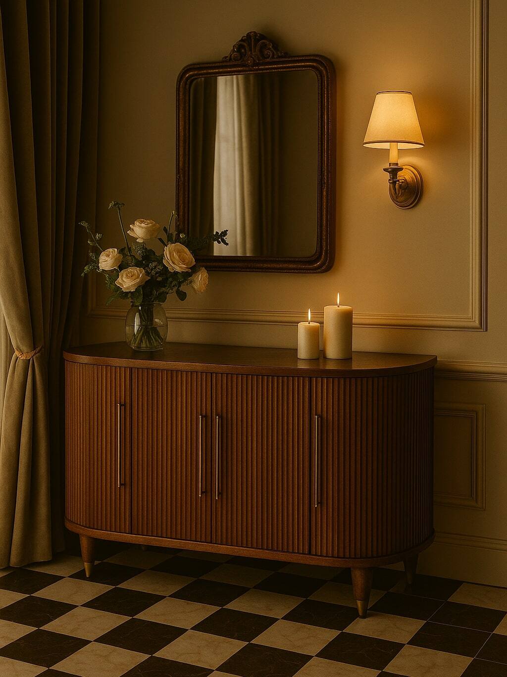 Alt View 2. Artisan Furniture - Artisan Furniture Solid Wood Ravello Curved Sideboard, 4 Doors and 6 Shelves, Light Brown - Light Brown.