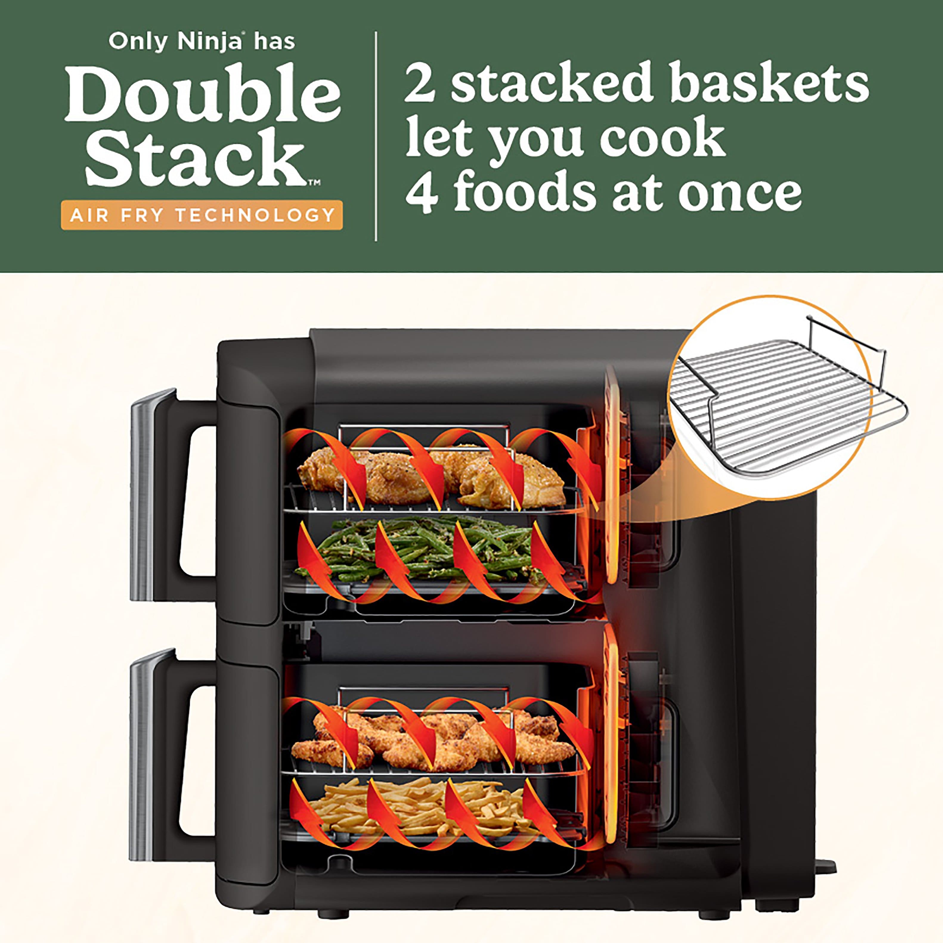 "Only Ninja has Double Stacked Baskets, which let you cook 4 foods at once using Air Fry Technology."