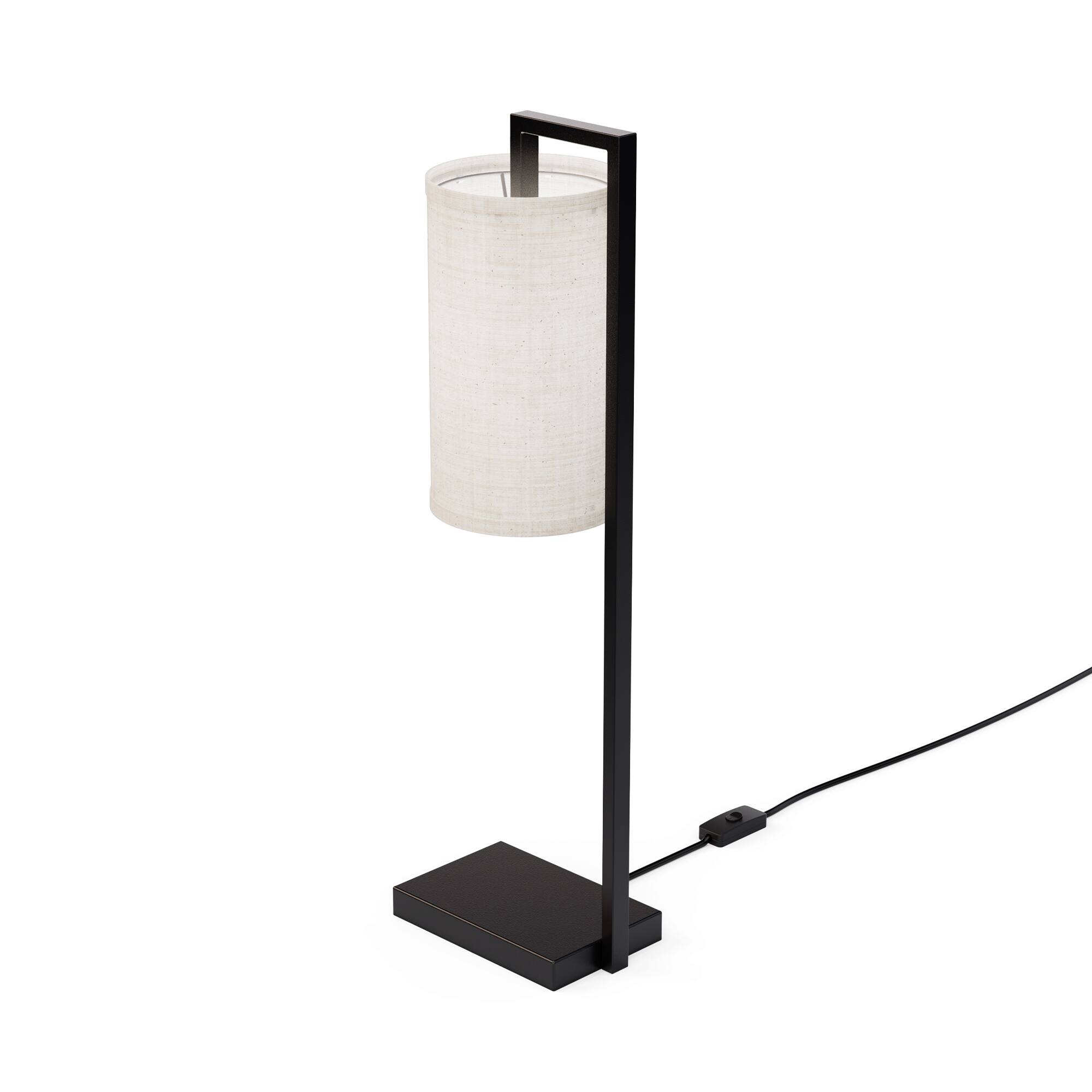 Front. Infibrite - Rectangular Frame 25 Inch Table Lamp with Cylinder Shade, E26 Bulb Compatible - White.