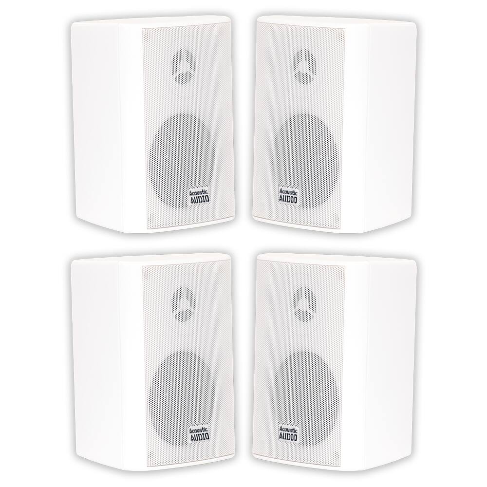 Acoustic Audio by Goldwood - AA351W Indoor Outdoor 2 Way Speakers All Weather 2 Pair Pack AA351W-2Pr - White