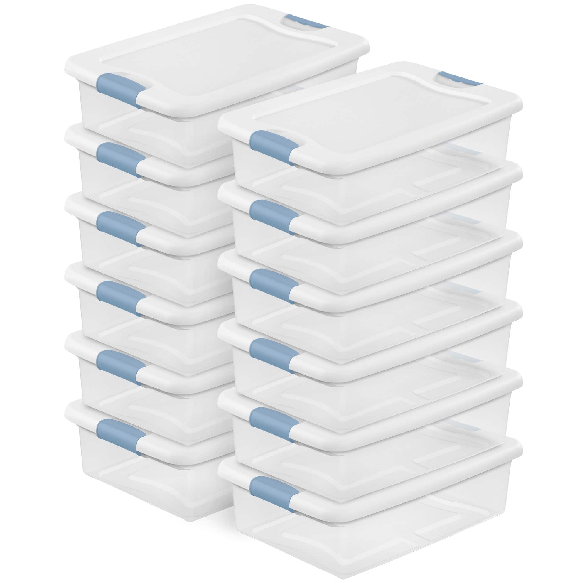 Sterilite - 32 Qt Plastic Stackable Latching Storage Box Container (12 Pack) - Clear
