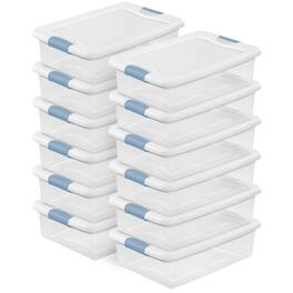 Sterilite - 32 Qt Plastic Stackable Latching Storage Box Container (12 Pack) - Clear