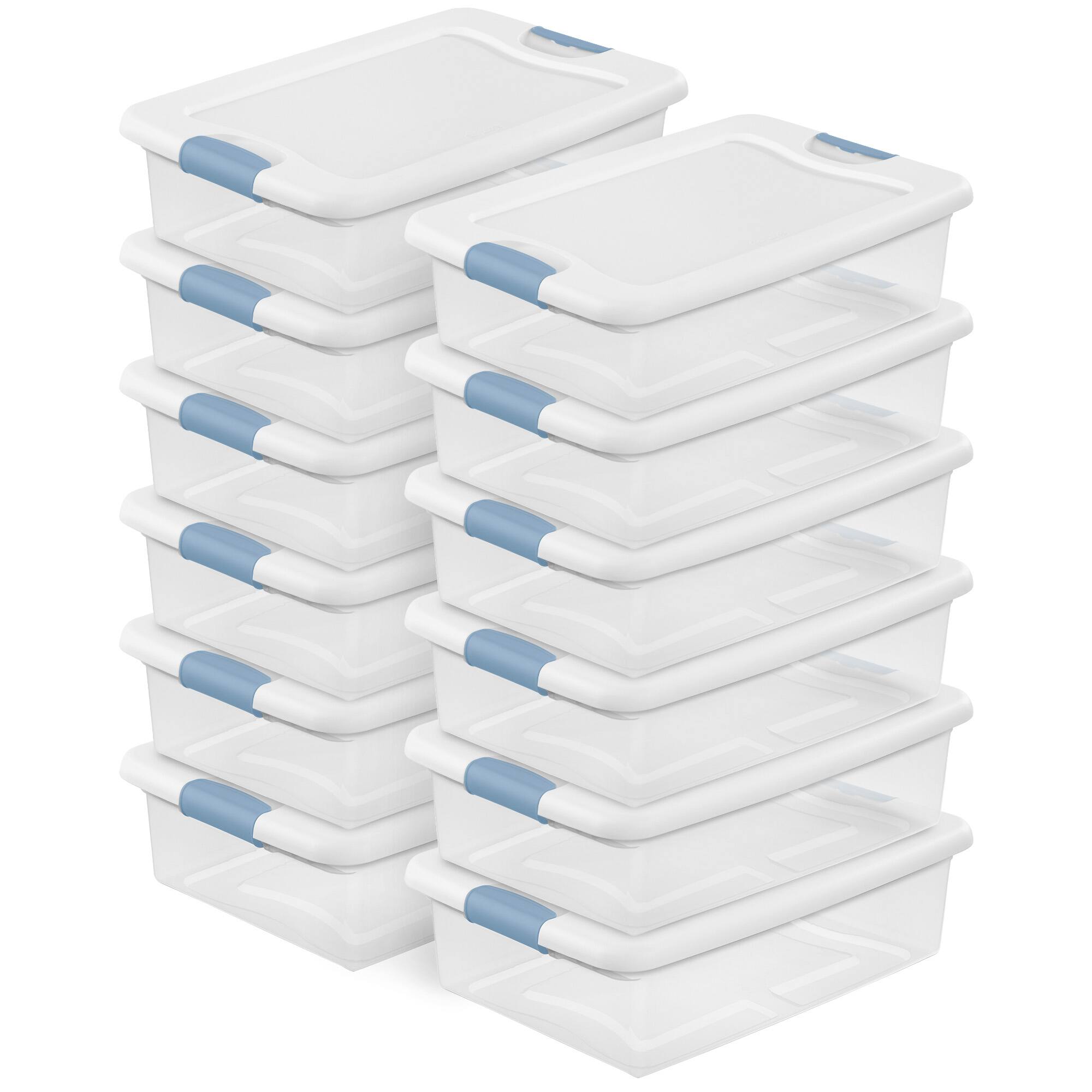 Front. Sterilite - Sterilite 32 Qt Plastic Clear Stackable Latching Storage Box Container (12 Pack) - Clear.