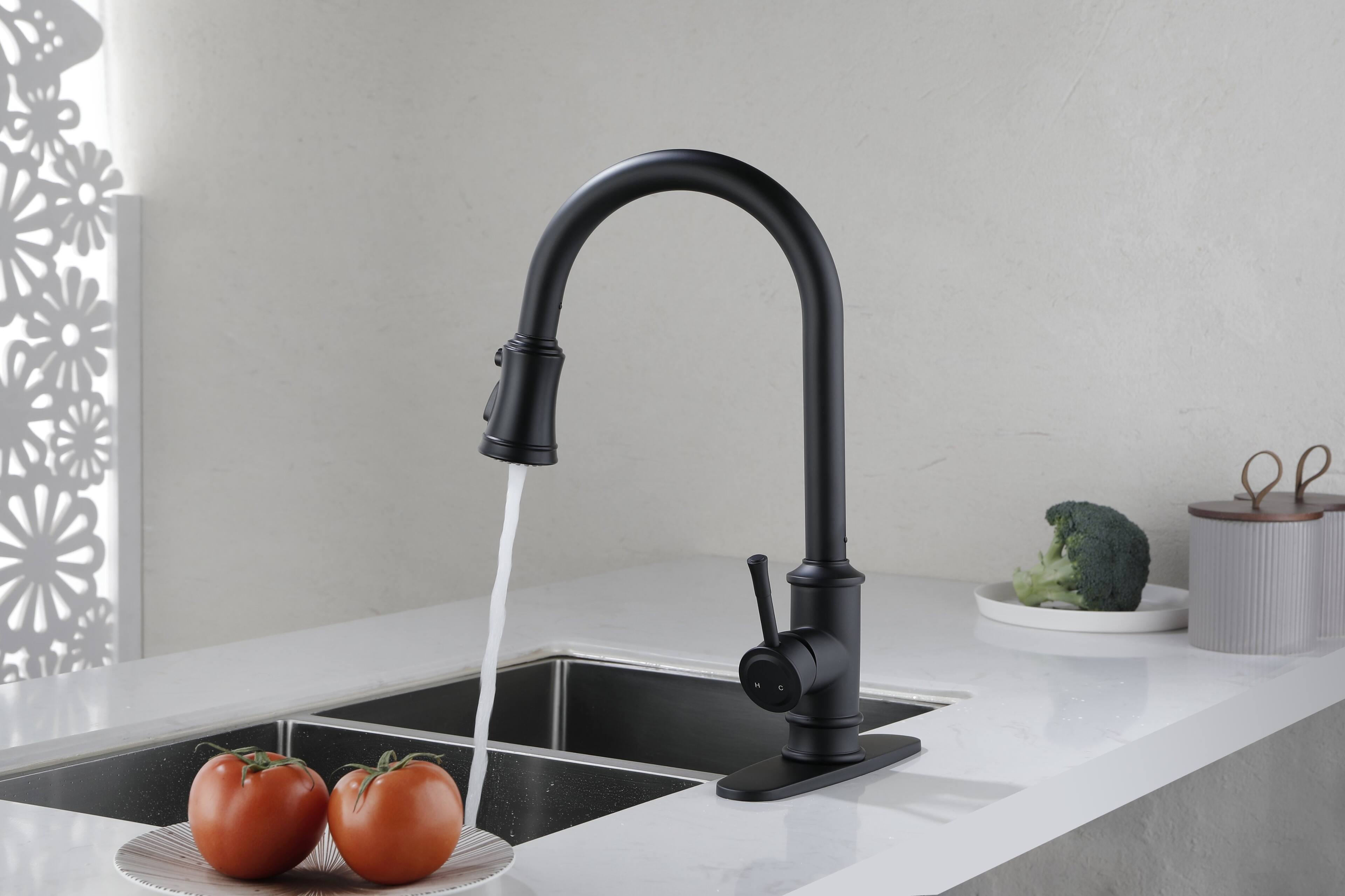 Alt View 2. Siljoy - Kitchen Faucet with Pull Out Spraye - Matte Black.