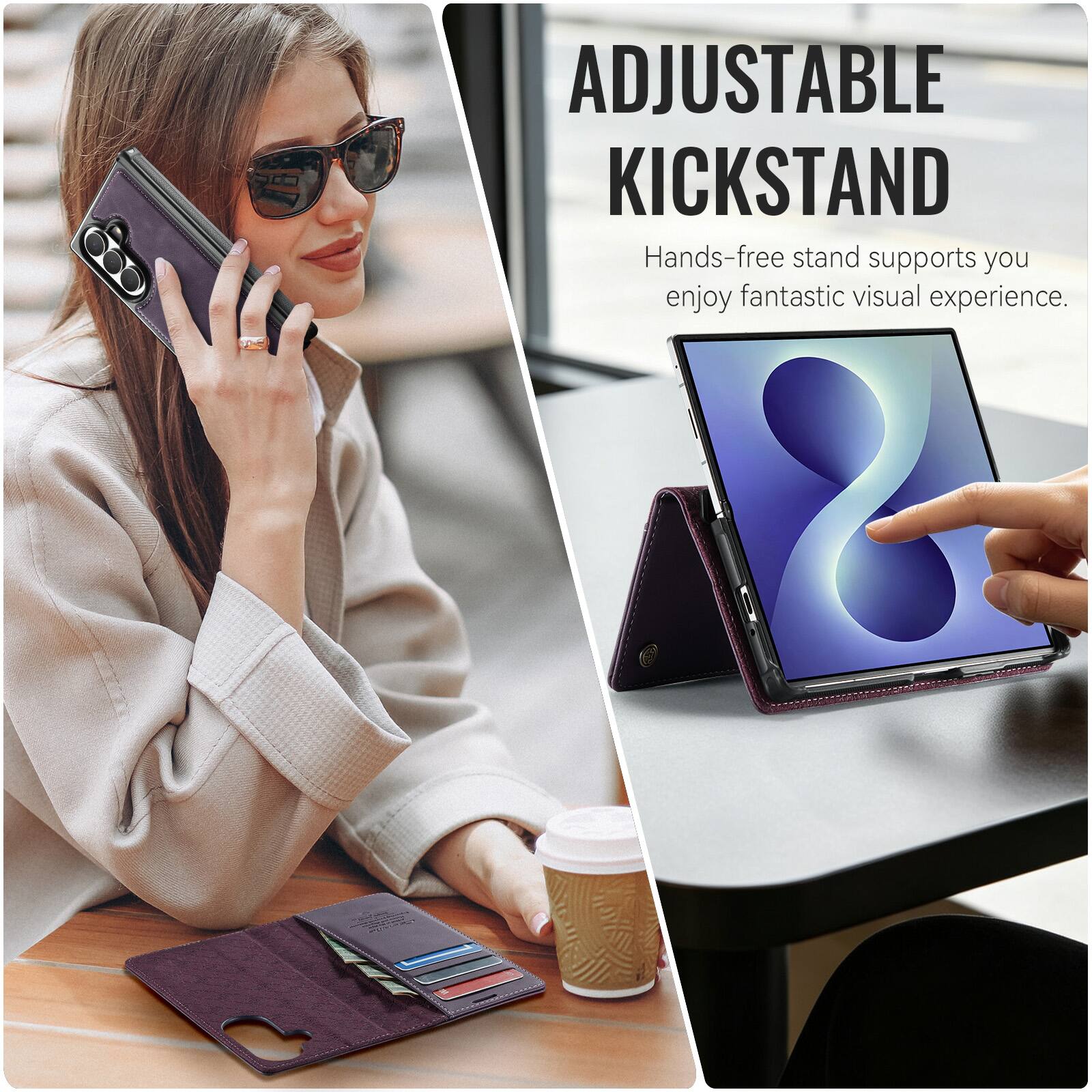 ADJUSTABLE KICKSTAND  
Hands-free stand supports you enjoy fantastic visual experience.