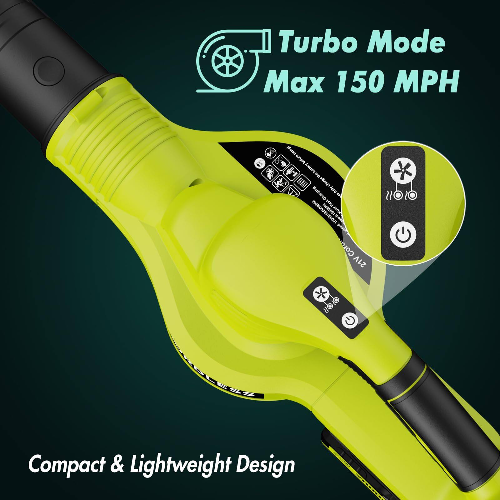 Turbo Mode  
Max 150 MPH  

Compact & Lightweight Design