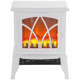 Resenkos - Electric Fireplace Heater, Freestanding Fireplace Stove with Realistic Flames Overheating Protection - White