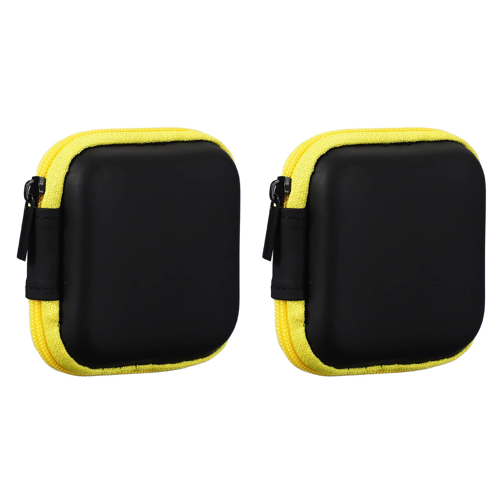 Unique Bargains - 2pcs Earphone Case, 2.95x2.95x1.38in, Portable Earbud Carrying Case Storage Bag for In-Ear Headphones - Yellow