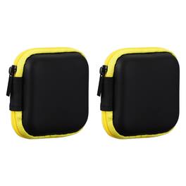 Unique Bargains - 2pcs Earphone Case, 2.95x2.95x1.38in, Portable Earbud Carrying Case Storage Bag for In-Ear Headphones - Yellow