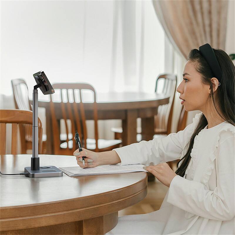 Alt View 4. SKRAN - 3-in-1 Wireless Charger -Magnetic Charging Station with Foldable Aluminum Alloy Stand,Magsafe Compatible for Apple,White - Beige.