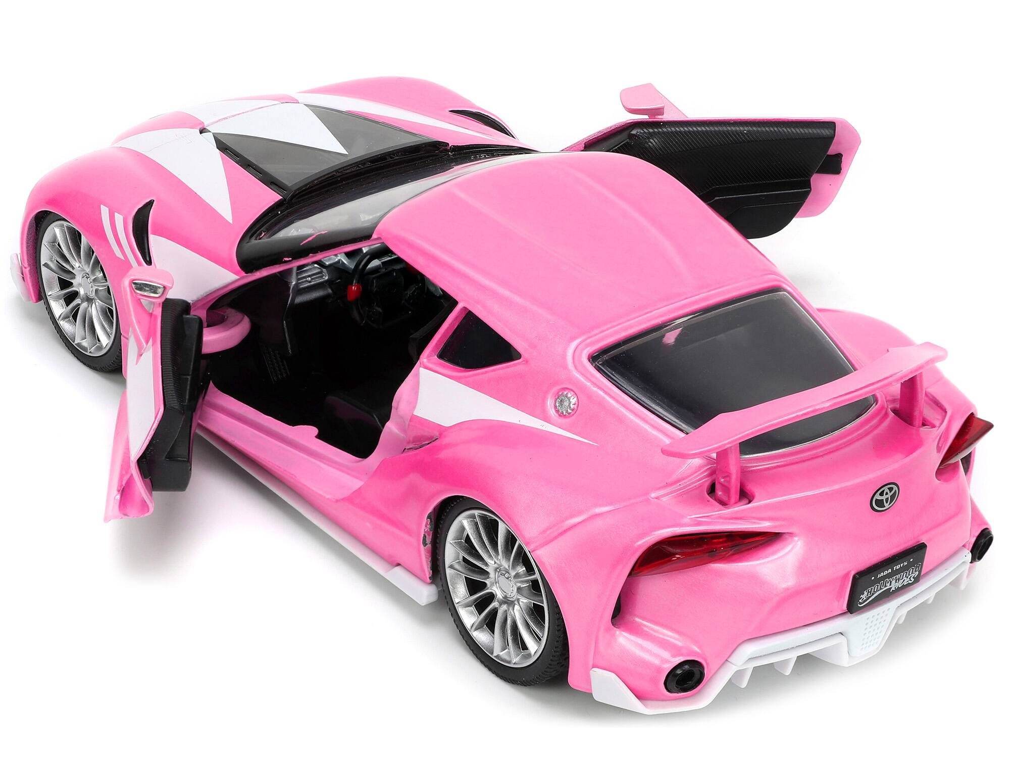 Alt View 3. Jada - Toyota FT-1 Concept Pink Met. & Pink Ranger Figurine "Power Rangers" "Hollywood Rides" 1/24 Model Car by Jada.