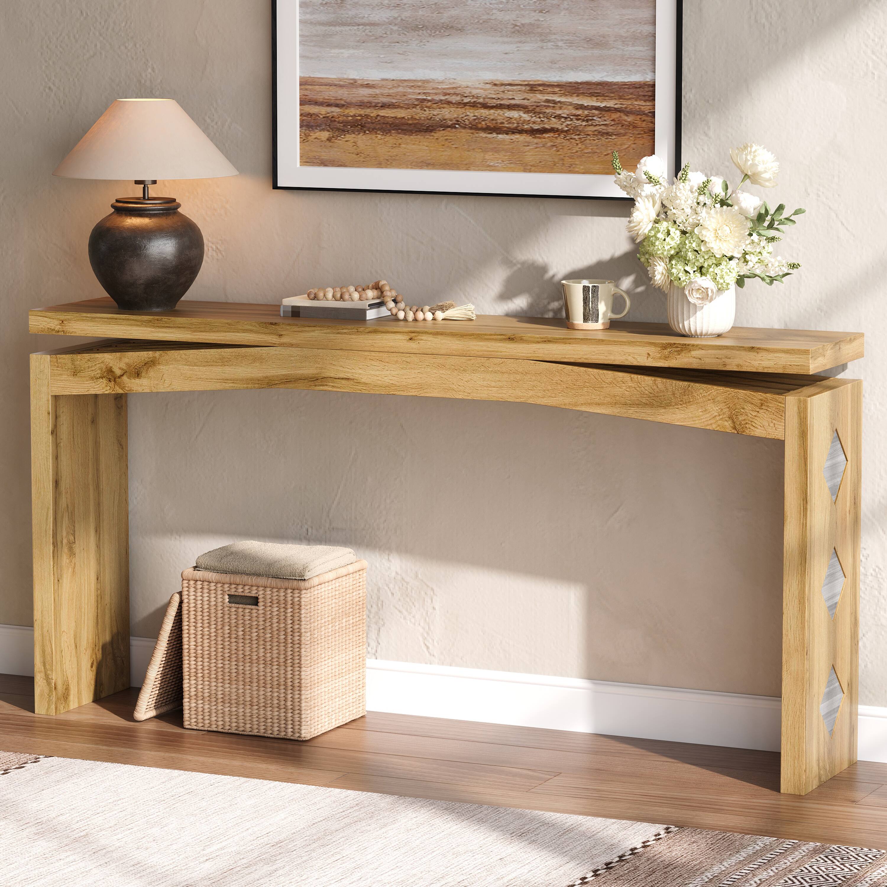 Z Edge Console Tables, 62 Inch Wooden Sofa Tables, Narrow Long Behind ...