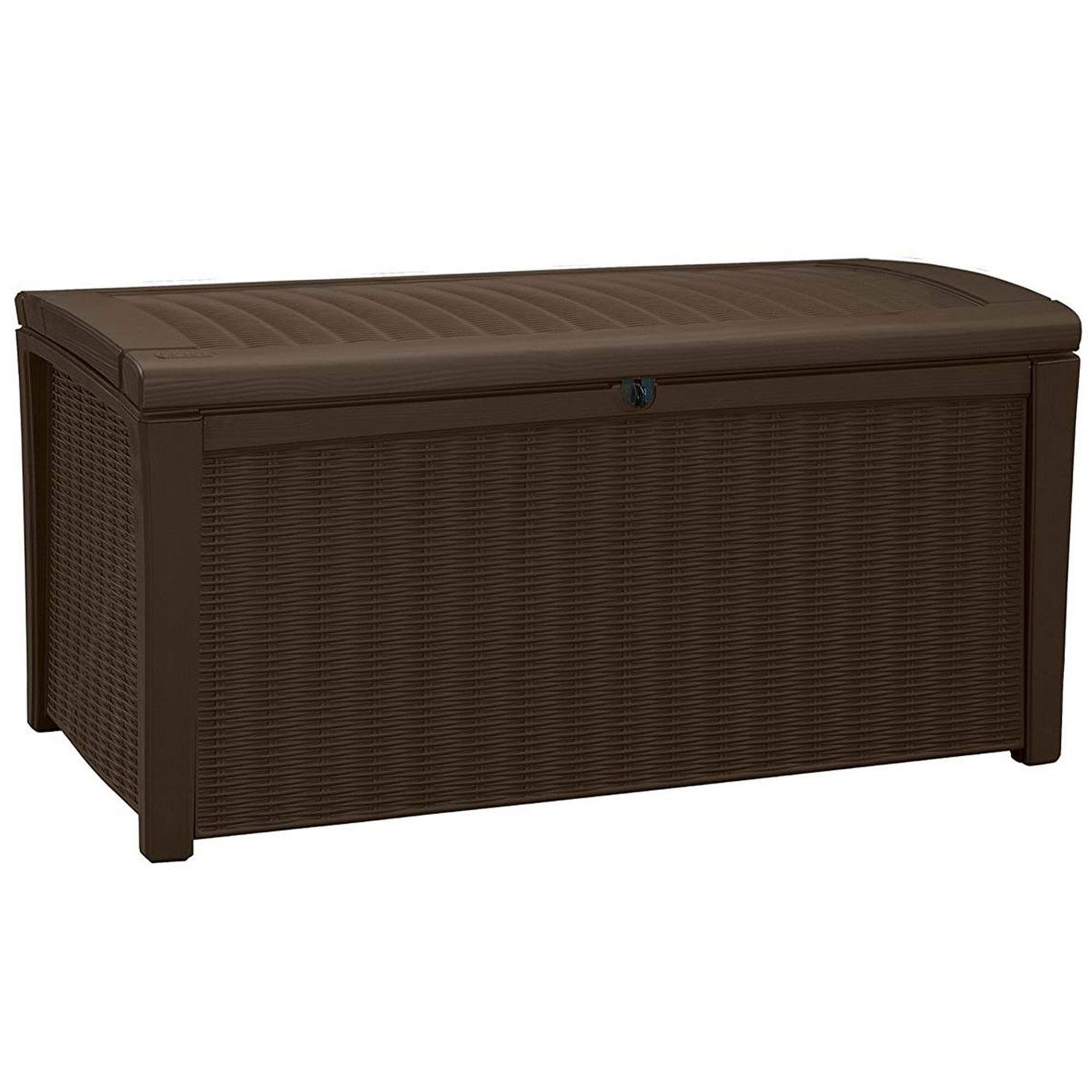 Alt View 1. Keter - Keter Borneo 110 Gallon Rattan Resin Patio Storage Deck Box and Bench (2 Pack) - Brown.