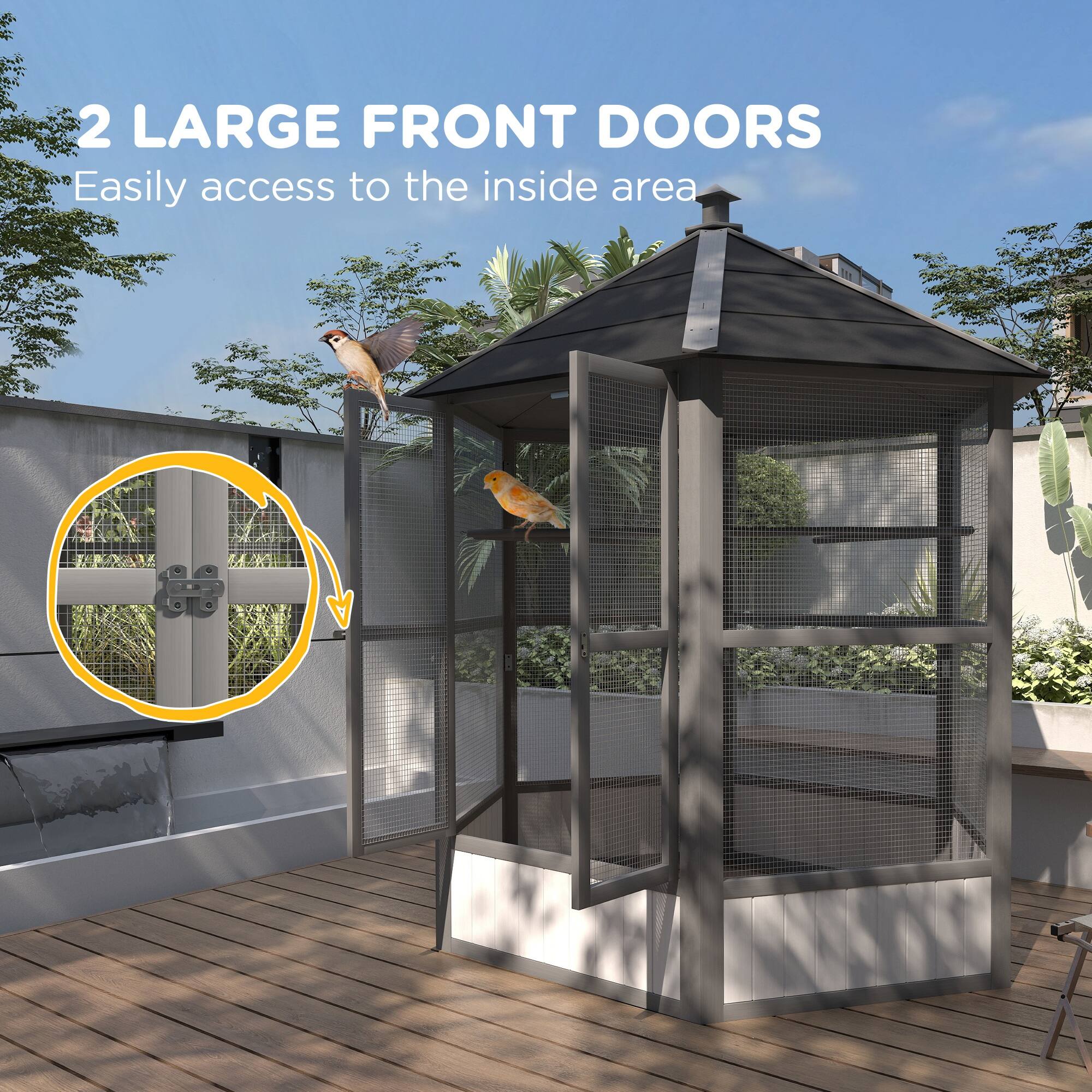 2 LARGE FRONT DOORS  
Easily access to the inside area