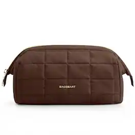Bagsmart - Wide-open Makeup Bag Cosmetic Pouch Organizer Travel Toiletry Bag Essentials Accessories for Women Girls - Coffee Brown