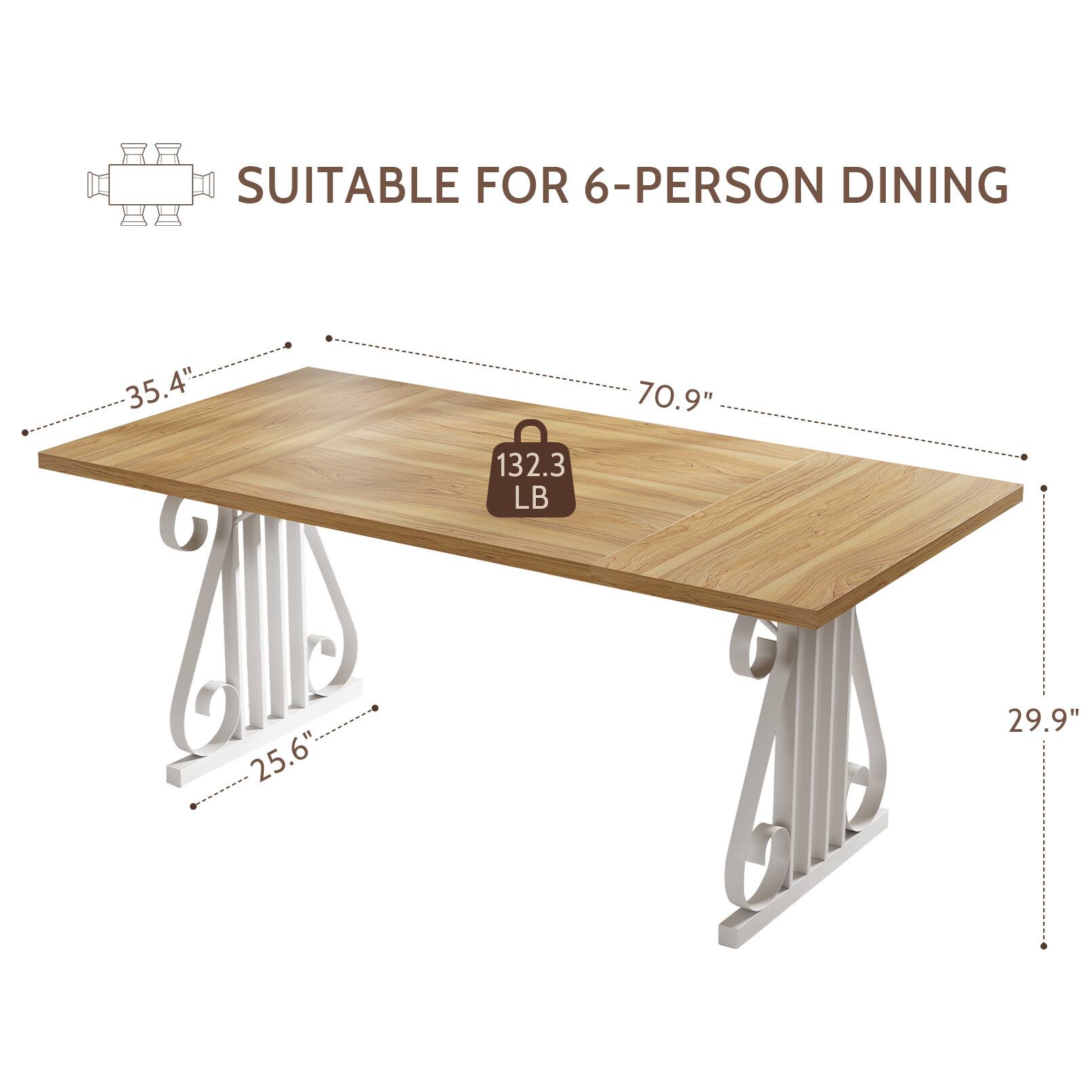 SUITABLE FOR 6-PERSON DINING  
35.4"  
70.9"  
132.3 LB  
25.6"  
29.9"