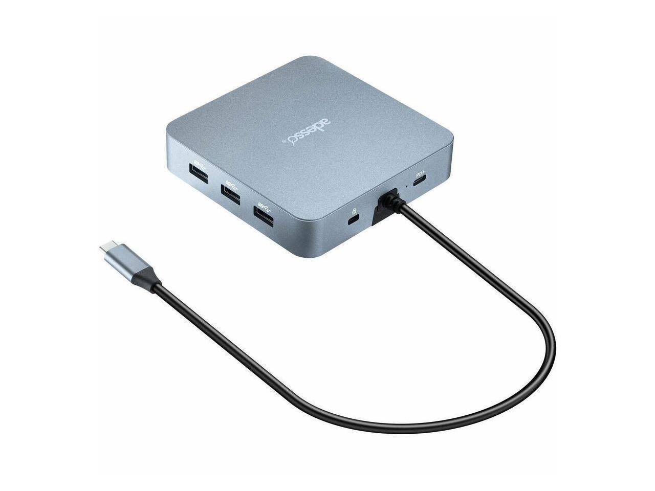 Alt View 2. Adesso - Adesso AUH-4051 Docking Station - 65W USB-C, 3 Displays, 4K/8K, 5 USB Ports - Black.